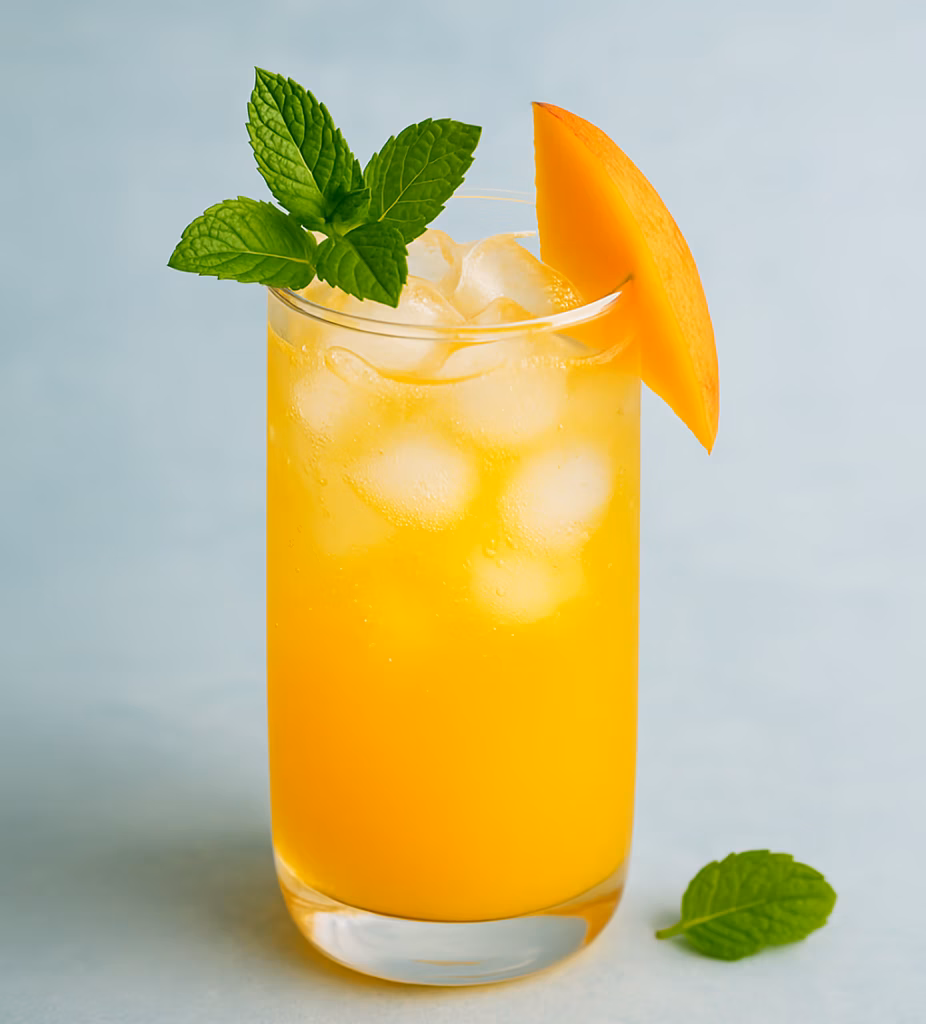 Alkoholfreier Mango-Cocktail mit Minze und Eis